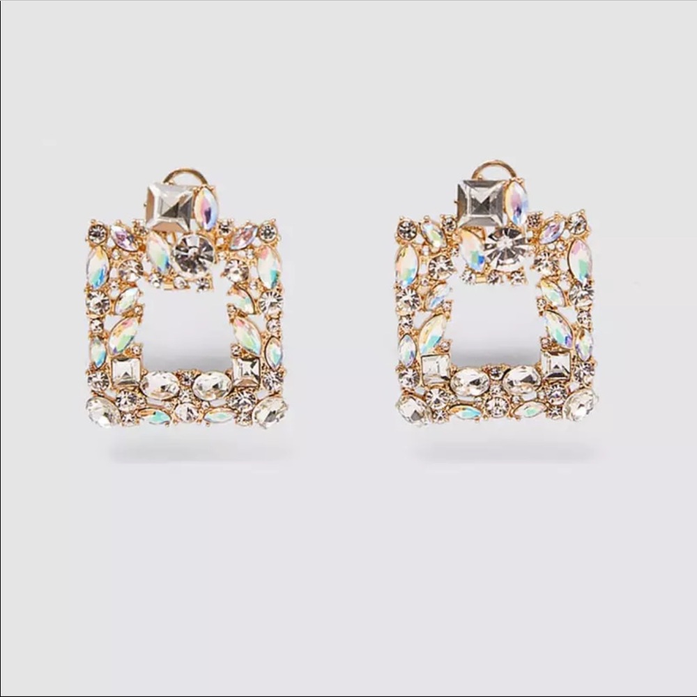 ZARA Square Shape Glam earrings so pretty! Brand new! - Picture 2 of 2